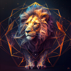 Poster - Beautiful abstract Leo magical zodiac sign, astrology, concept, contemporary colors and mood social background.  
