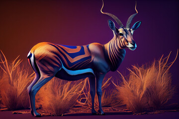 Poster - Beautiful photo antelope, natural background. Generative AI technology.