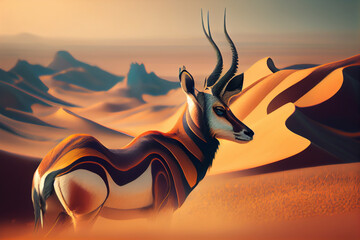 Poster - Beautiful photo antelope, natural background. Generative AI technology.