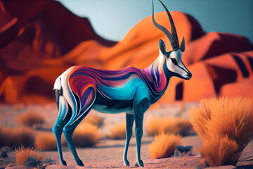 Poster - Beautiful photo antelope, natural background. Generative AI technology.