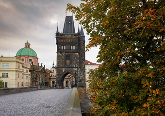 Wall Mural - View at Charles bridge early in the morning. Prague