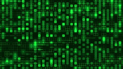 Wall Mural - Abstract background with flashing neon dots and light trails moving smoothly at 60fps
