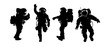 © KR Studio - set of astronaut silhouette - isolated. A man in a space suit