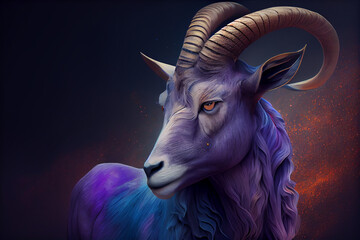 Poster - Beautiful abstract Capricorn magical zodiac sign, astrology, concept, contemporary colors and mood social background.