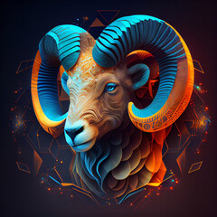 Poster - Beautiful abstract Aries magical zodiac sign, astrology, concept, contemporary colors and mood social background