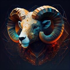 Poster - Beautiful abstract Aries magical zodiac sign, astrology, concept, contemporary colors and mood social background