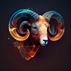 Poster - Beautiful abstract Aries magical zodiac sign, astrology, concept, contemporary colors and mood social background
