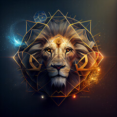 Poster - Beautiful abstract Leo magical zodiac sign, astrology, concept, contemporary colors and mood social background