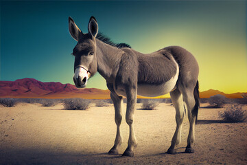 Poster - donkey in desert