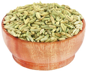 Wall Mural - Fennel seeds over white background