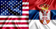 USA and Serbia flag silk