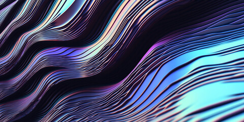  Abstract background with 3D wave Silk fabric, Purple and gold colors, 3d render, plastic waves, new technology,  generated ai