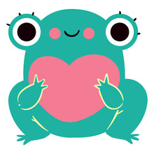 Frog Heart Cute Character
