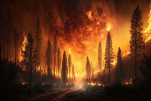 Wildfire In United States Natural Disaster. Generative Ai.