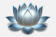 Stylized blue lotus with glowing center on white background. Illustration for spas, logos, yoga studios, and spiritual retreats. Generative AI. 