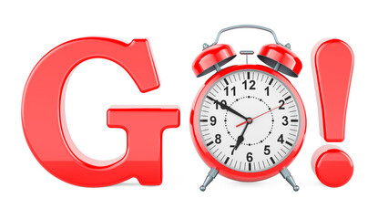 Poster - go with alarm clock, 3d rendering