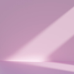 Pink mock up studio light with soft shadow, product presentation, 3d illustration.