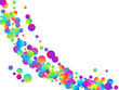 © SunwArt - Vibrant flying confetti decoration vector background. Rainbow round particles fiesta decor. Cracker poppers falling confetti. Prize event decoration illustration. Casino win.
