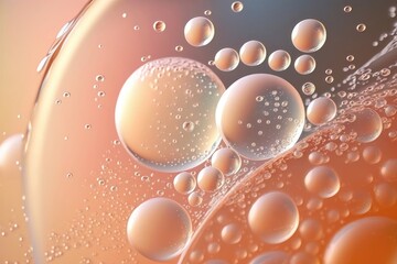 Wall Mural - Close up clear liquid cosmetic product. Gel texture with bubbles. Generation AI