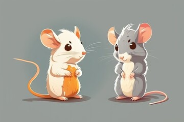 Poster - Cute little rats, both grey and white. Generative AI