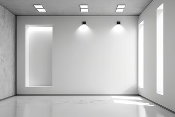 Poster - abstract white concrete wall with side lights, used as a backdrop for an interior design concept. ge
