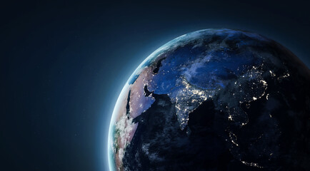 Leinwandbilder - Earth globe in space. Earth Hour 2023, March 25. Earth planet template for web banner. Elements of this image furnished by NASA