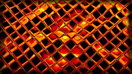 Poster - Waves with grid or cubes. Design. Black 3d cubes move in waves with grid. Black cubes oscillate and create effect of waves