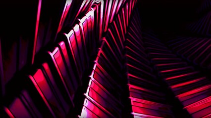 Poster - Flight in abstract sci-fi tunnel, futuristic high tech background. Motion. Rotating dark metal tunnel.