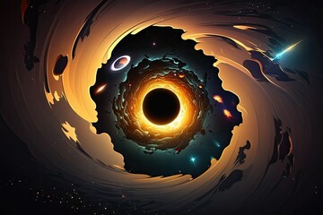Poster - space science fiction wallpaper with galaxies, the cosmos, and a black hole. sky and stars, a scient