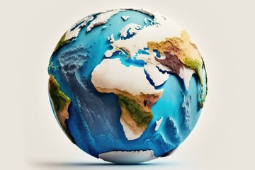Poster - Clipped to a white background, this globe depicts our planet Earth. Generative AI