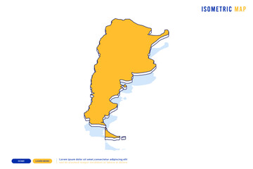 Canvas Print - Abstract Yellow map of Argentina on white background. Vector modern isometric concept greeting Card illustration eps 10.