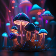  Neon Mushrooms Abstract Luminescent Waves Of Acrylic Pain