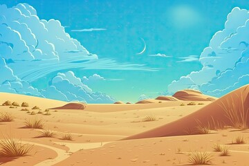 Sticker - Desert scenery with seemingly endless dunes of sand. Generative AI