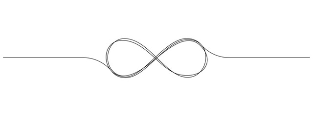 one continuous line drawing of infinity symbol. loop mobius icon and endless forever love concept in