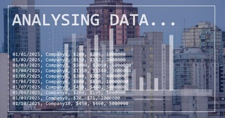 Canvas Print - Animation of financial data processing over city