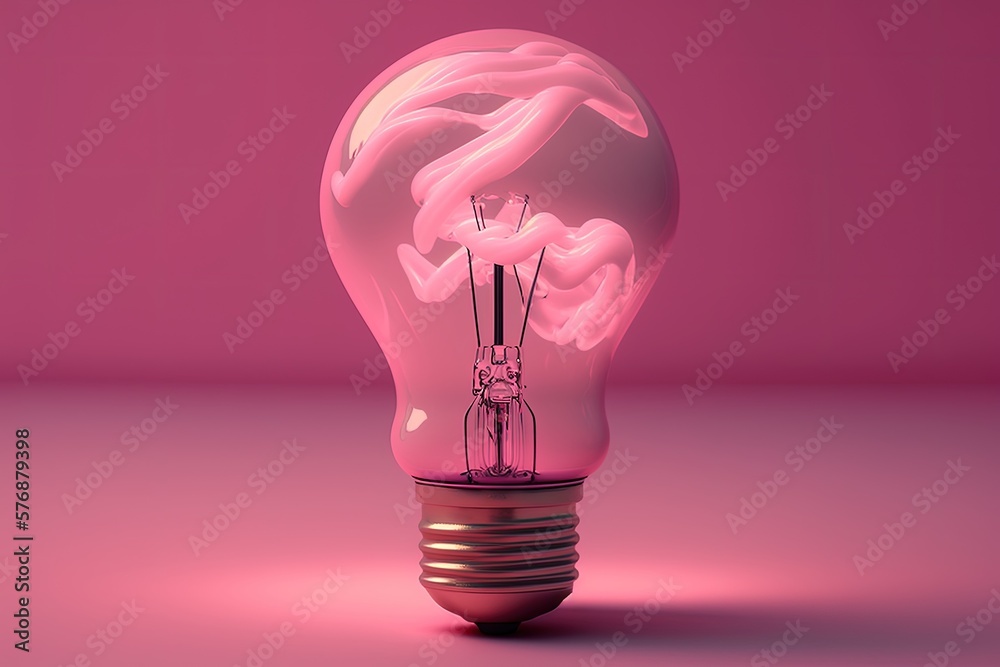 Bulb Vector Pink Glow bulb in pink with a pink background. Creativity, imagination ...