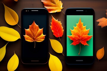 Phone .. autumn .. phone icons .. messages .. technology