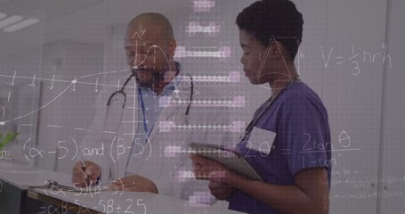 Poster - Animation of dna strand and data processing over diverse doctors