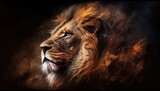 Majestic lion portrait digital art illustration