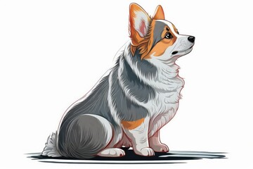 Canvas Print - Aww, what an adorable puppy. A Pembroke Welsh Corgi seated on a white background. Generative AI