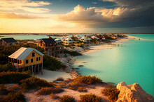 Providenciales Island Turks And Caicos Island, Tropical Travel Summer Holiday Vacation Idea Concept, Image Ai Generate