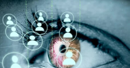 Aufkleber - Animation of human eye, connections and data processing