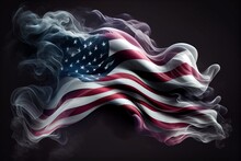 USA Wavy Flag Made Of Smoke High Quality Image Generative AI