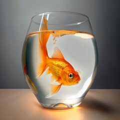 fish in a glass isolated on white background, underwater epic elegant high detailed shot with copy space, generative ai
