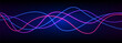 Abstract colorful neon wave gradient with line glowing on dark background. Futuristic creative shine backdrop. 3d render. Curved fantastic blend wavy lines geometric equalizer. Vector illustration.