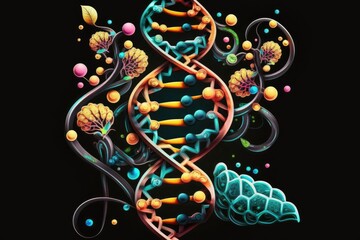 Poster - dna, dna molecule, and rna all have a double helix structure. science and technology based on the pr