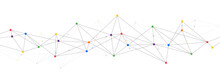 Polygonal Network System Connect Lines And Colorful Dots Background Template.
