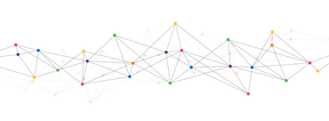 Sticker - Polygonal network system connect lines and colorful dots background template.