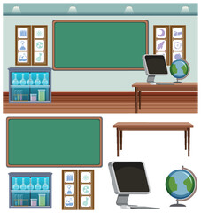 Poster - Set of science classroom and background