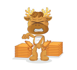 Sticker - moose karate mascot. cartoon vector